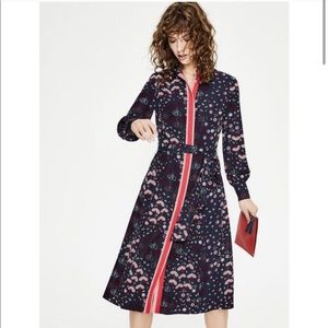 Boden Sz 8 R Pippa Midi Shirt Dress Navy Meadow